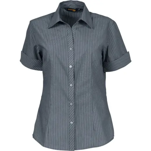 Ladies Quest Short Sleeve Blouse GreyWhite